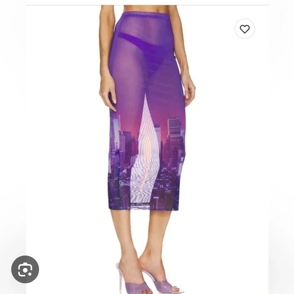 Lovewave Swim Cover Set  Purple Cityscape Mesh Two-Piece Set Size Small - Picture 2 of 10